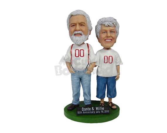 Custom Bobblehead Lovely Elder Couple Wearing Casual Outfit - Wedding & Couples Couple Personalized Bobblehead & Cake Topper Custom Bobblehead Lovely Elder Couple Wearing Casual Outfit - Wedding & Couples Couple Personalized Bobblehead & Cake Topper